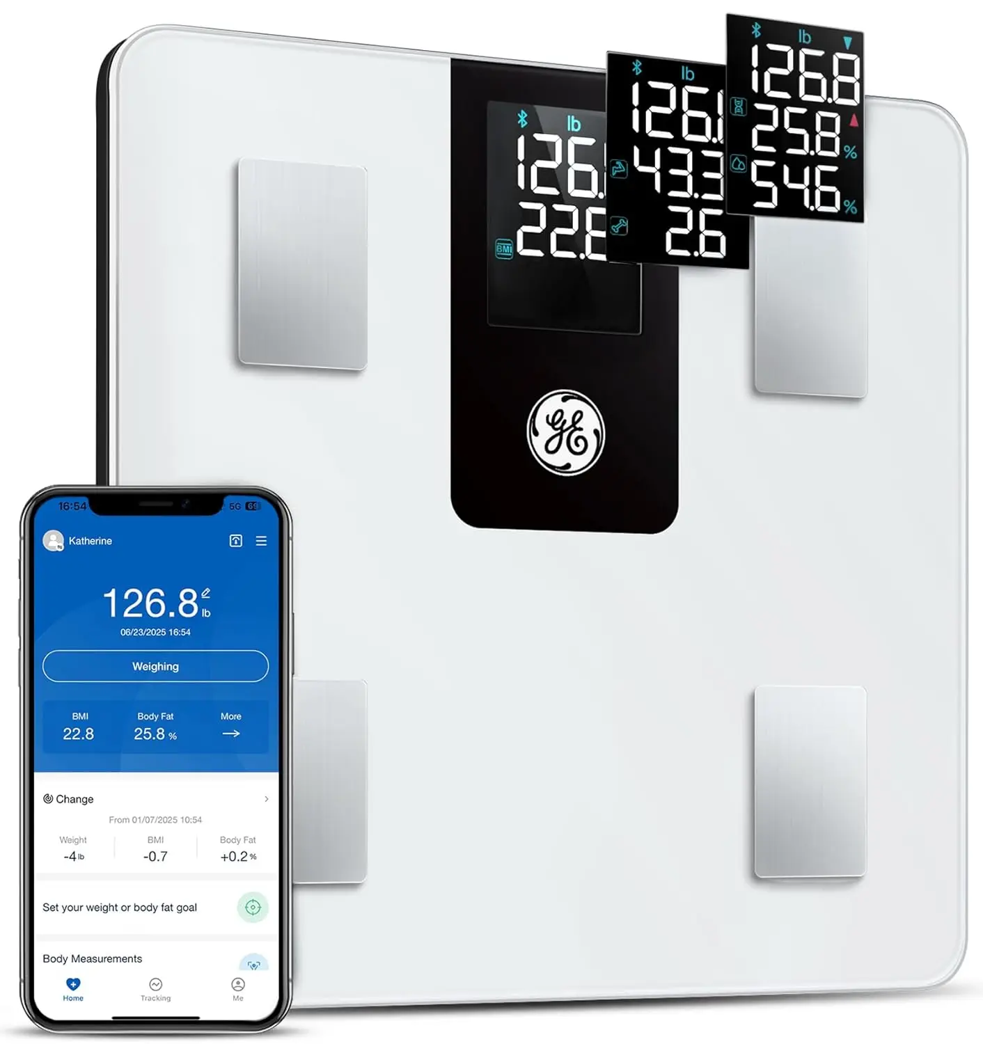 

Smart Scale with 14 Body Metrics, Bluetooth App Sync, Large LCD Display, Accurate to 0.1lb, Supports 8 Users