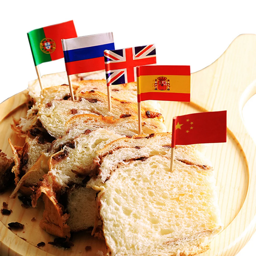 

125Pcs National Flag Picks Paper Flags Food Toothpicks Party Decoration Patriotic Theme Appetizer Picks Wood Stick Flag