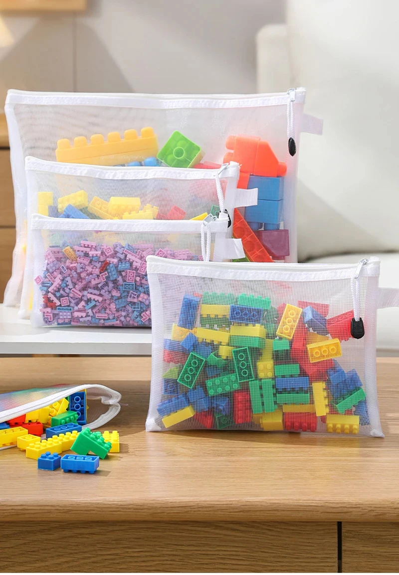 Neue Puzzle-Spielzeug-Aufbewahrungstasche Baustein-Puzzle Unterteilungsbeutel Kinder-Kleinpartikel Transparente Netz-Reißverschlusstasche – Detail 1