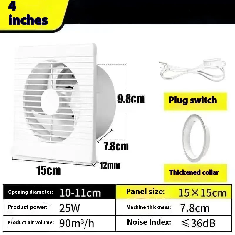 220 V 4 inch 6 inch 8 inch Opknoping Muur Wit Ventilador Kleine Ventilator Extractor Afzuigventilatoren Wc badkamer Keuken Fan
