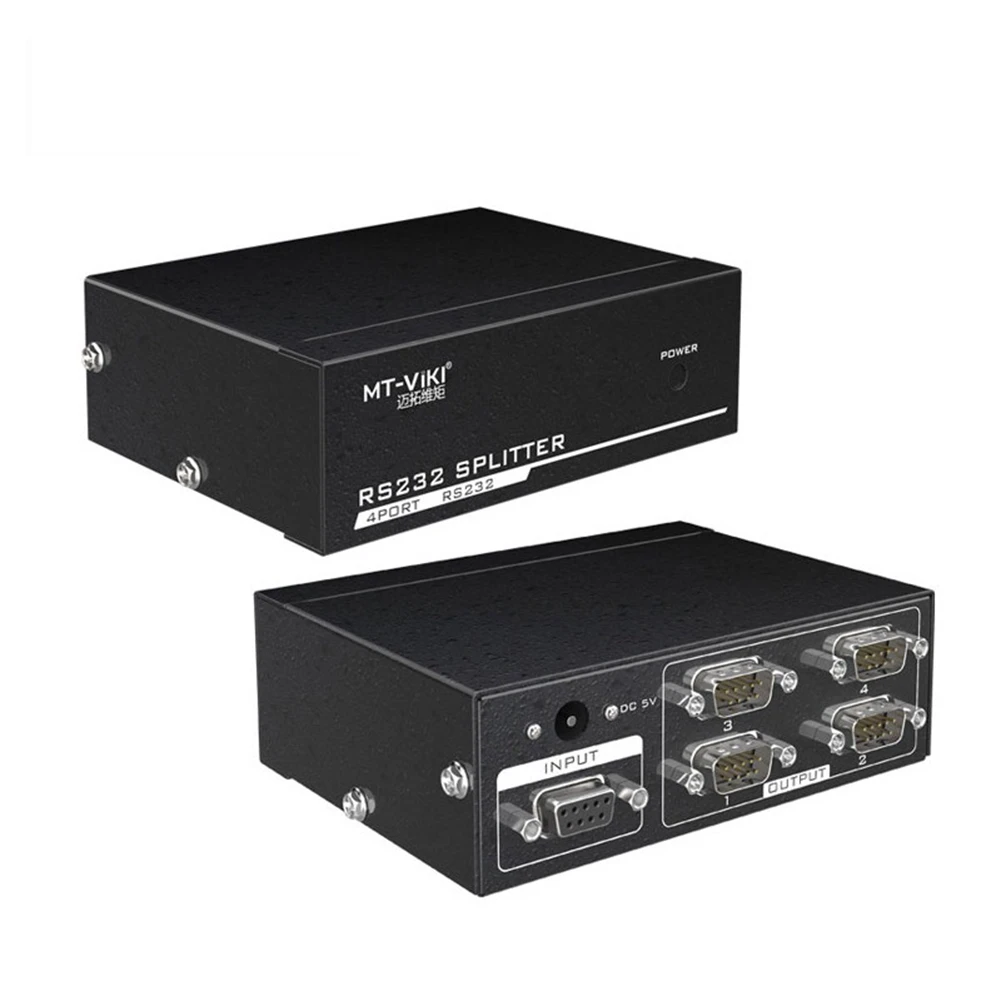 AC56-MT-RS104 Active Serial RS232 Splitter 1 To 4 RS232 Bi-Direction Switcher Splitter 4 To 1 With Power Adapter
