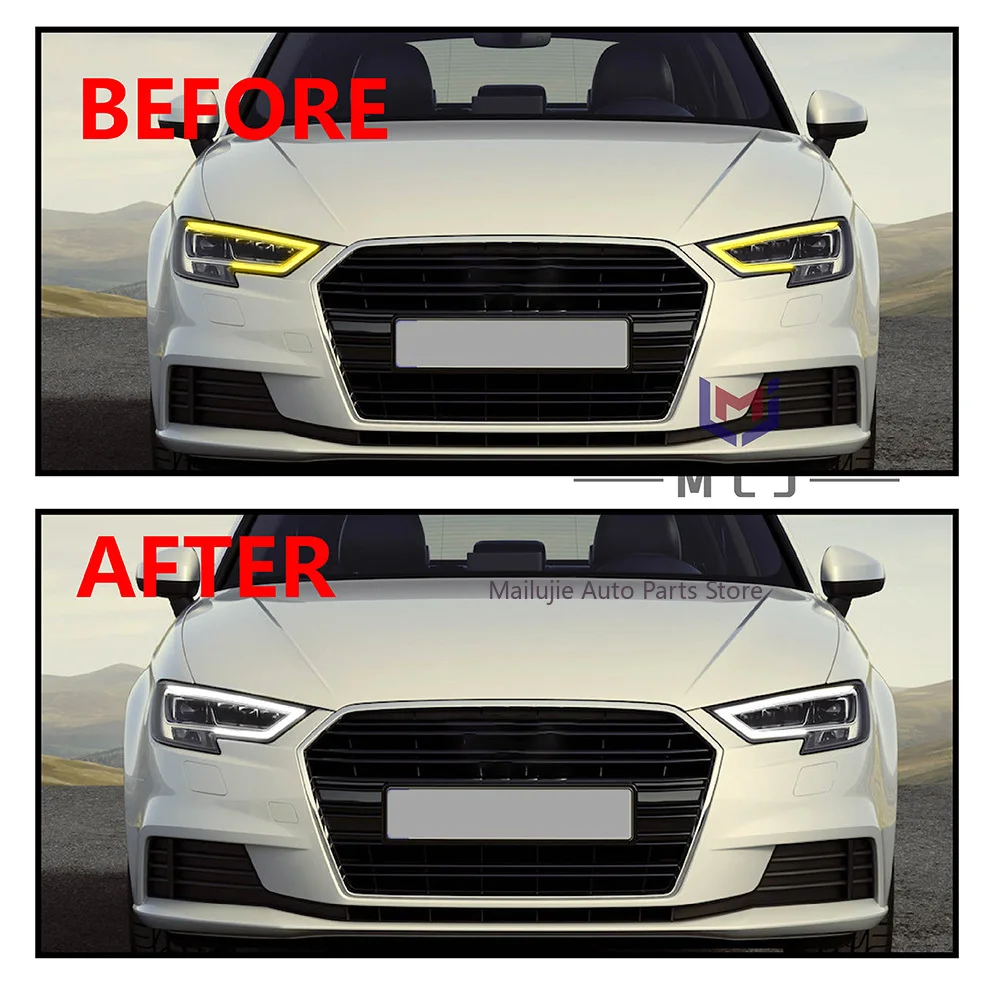 Matrix LED Angel Eyes Light Guide Strips DRL Chip White Light Source Tube Headlight Accessories For Audi A3 2017-2019 High-spec