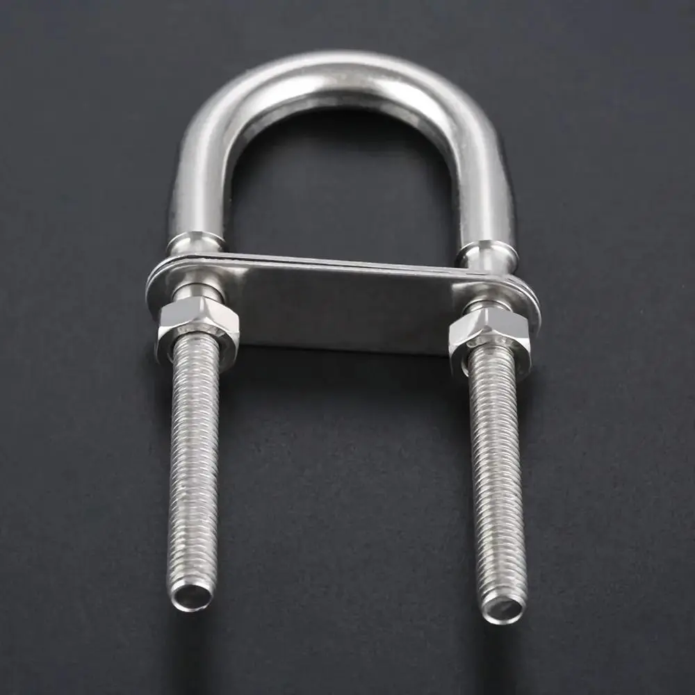 1Pcs New Bow Stern Marine U-bolt Screw Pads 304 Stainless Steel Boat Hardware with Nut Metal Eye Rope Rigging Yacht Accessories