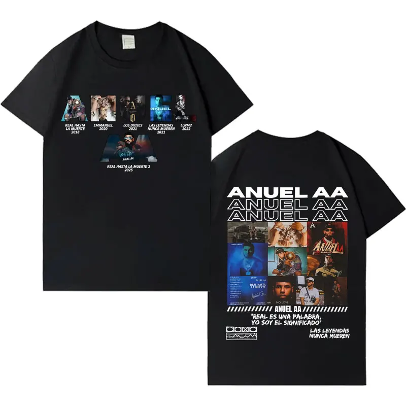 

Рэпер Anuel AA Album Tour футболка мужская футболка высокого качества модная уютная негабаритная готическая одежда в стиле Харадзюку футболка с коротким рукавом