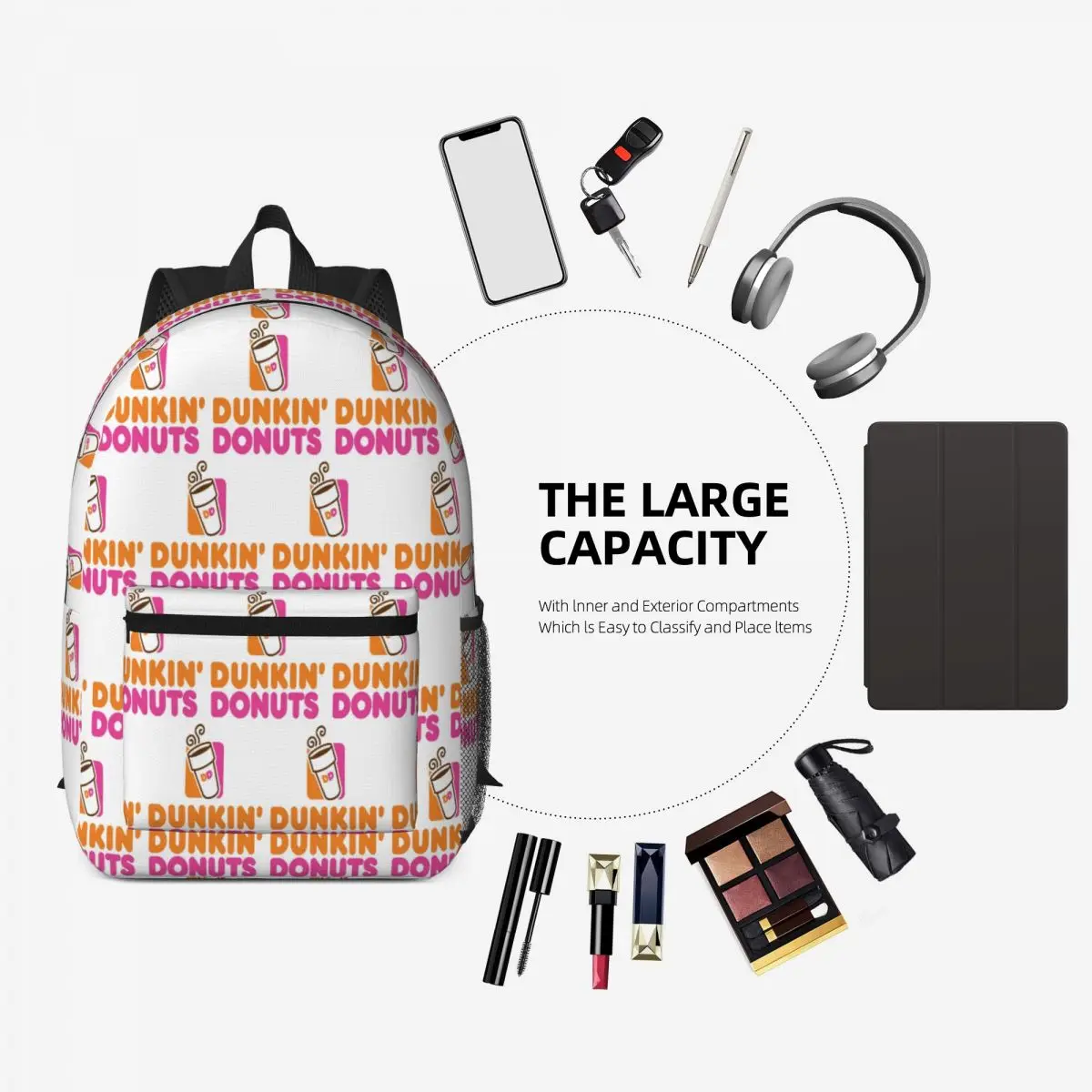 Dunkin Donuts Backpack Daypack Large Capacity Children BookBag School Bag Shoulder Bags for Men Women view 3