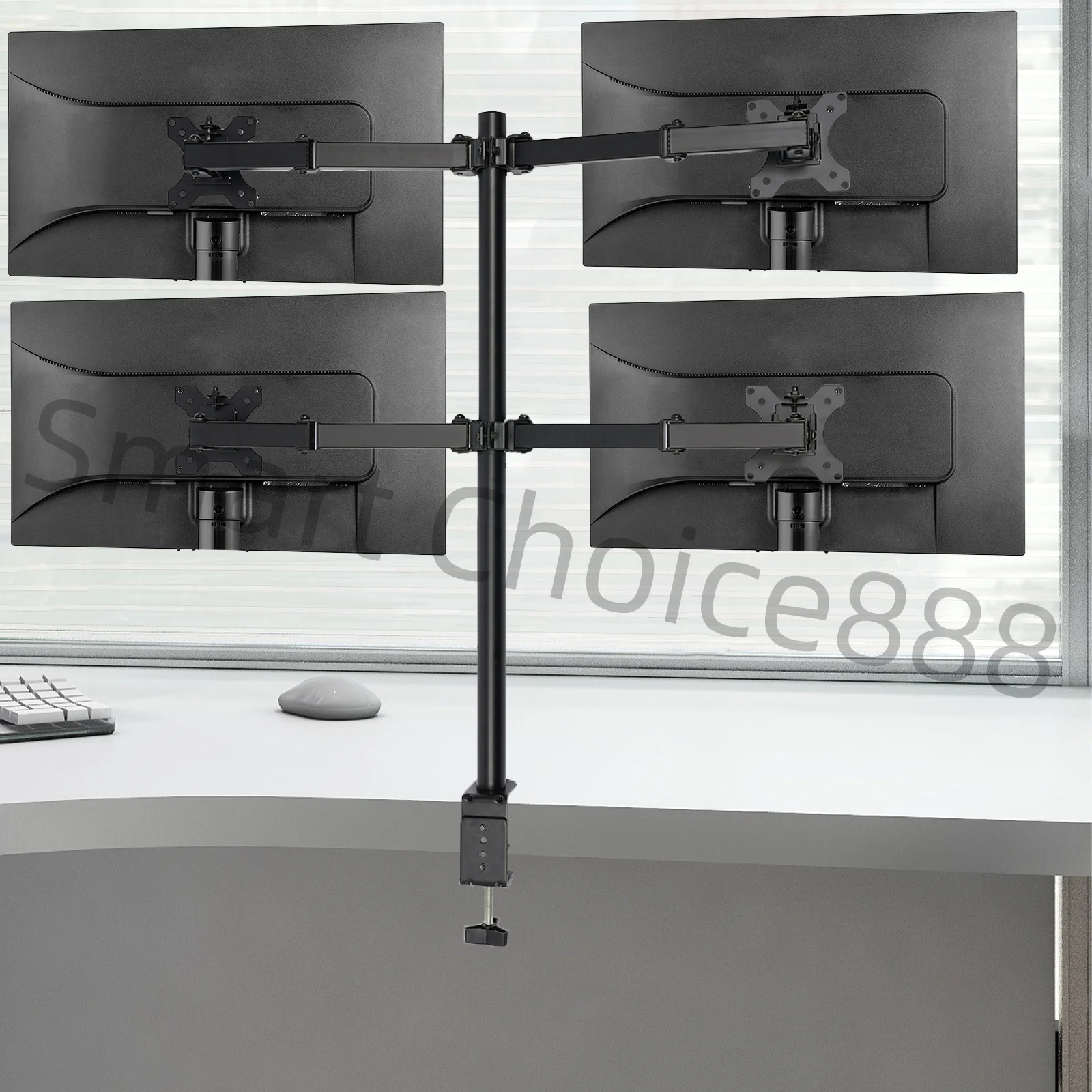 حامل مكتبي رباعي الشاشات قائم بذاته 4 حامل شاشة قابل للتعديل بالكامل حامل مكتبي يناسب شاشات حتى 27 بوصة لكل سعة 19.8 رطلًا