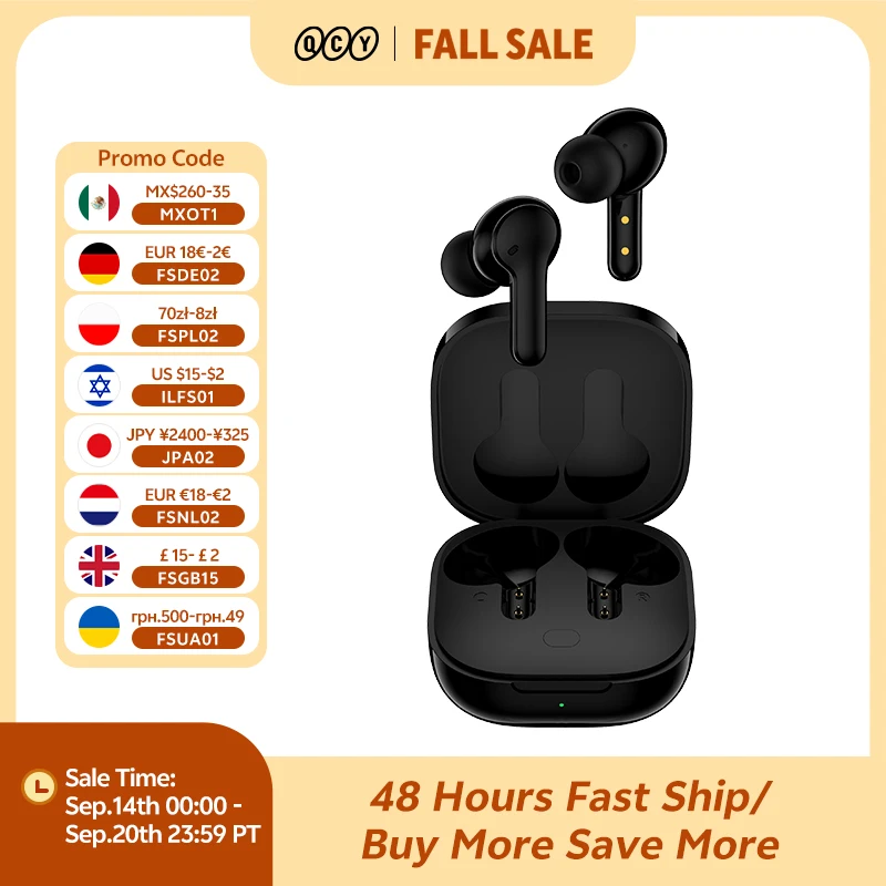 QCY T13 Wireless Smart Headphone BT5.1 TWS Earphone 4 Mic ENC HD Call Headset Touch Control Earbuds Long Standby 40H
