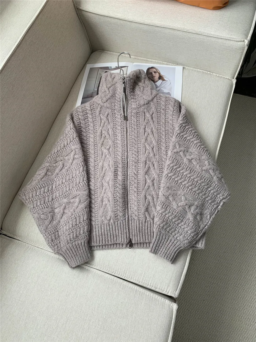 Women\'s Knitted Cardigan Lapel Long Sleeve Cashmere Wool Sweater Coat 24 High quality women\'s clothing