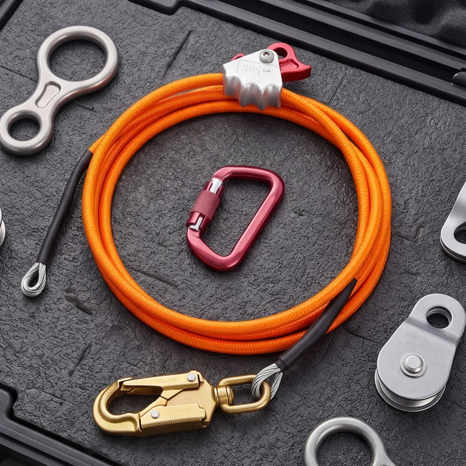 1/2In X 10ft Steel Wire Core Flipline Kit Climbing Positioning Kit Lanyard Arborist Tree Climbers Flip Line for Tree