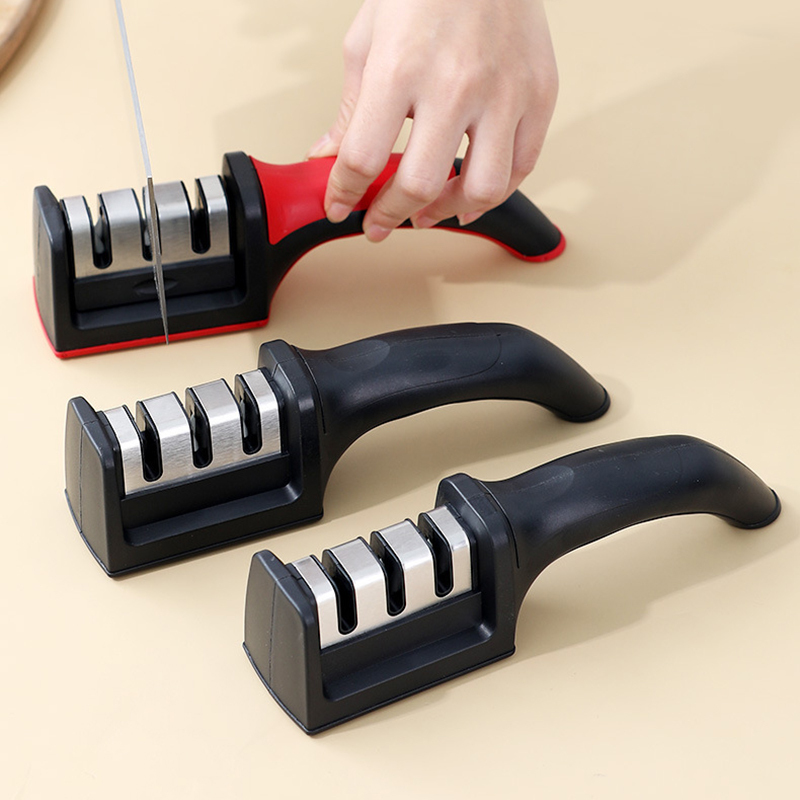  Knife Sharpener Handheld Multi-function 3 Stages Type Quick Sharpening Tool With Non-slip Base Kitchen Knives Accessories Gadget 