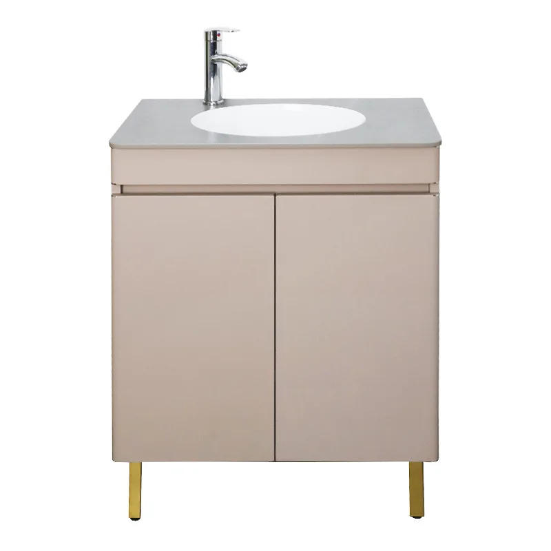 

Light luxury bathroom cabinet combination cream wind simple ceramic integrated bathroom washstand