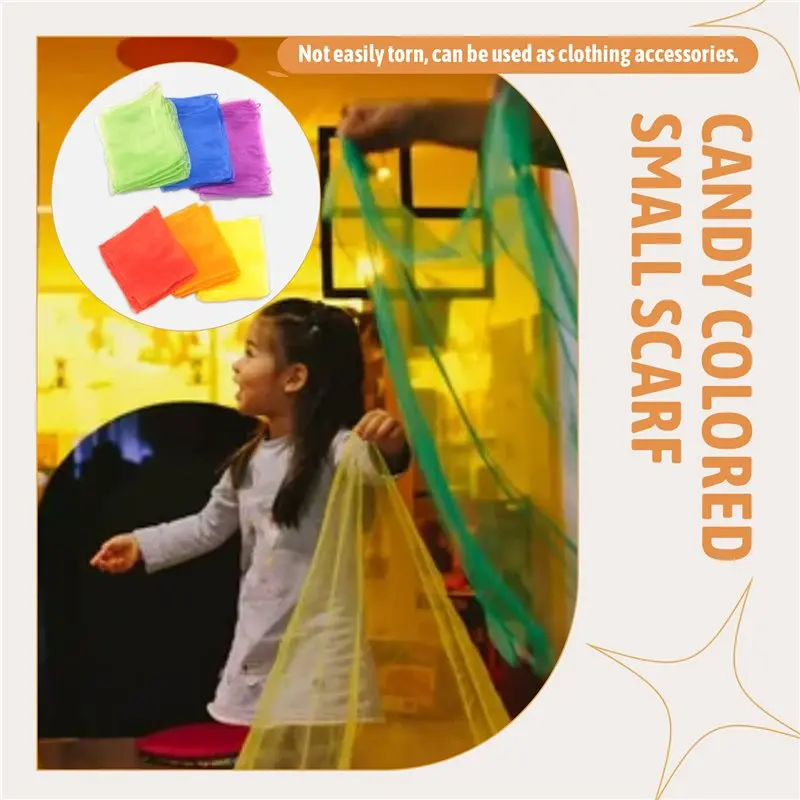 B49B - 24 Lenços Coloridos para Dança e Música para Crianças, Lenços de Movimento e Ritmo