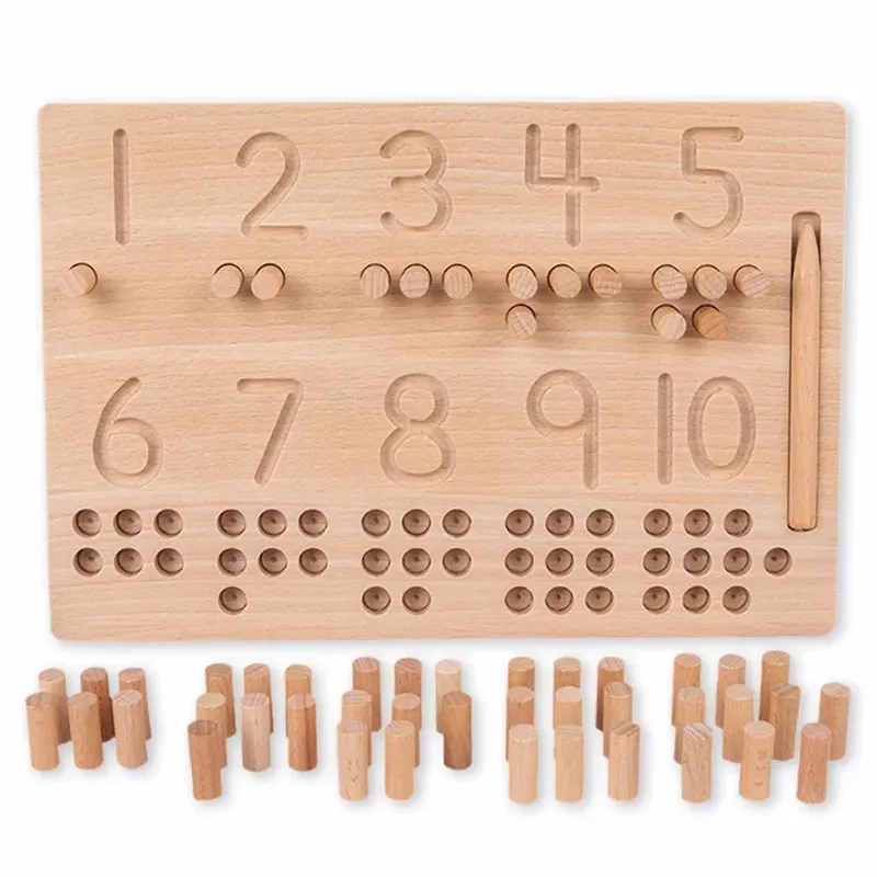 

Montessori Number Puzzle Sorting Toys Toddlers 1-10 Digit Tracing Board Logarithmic Practicing Board Counting Math Toys