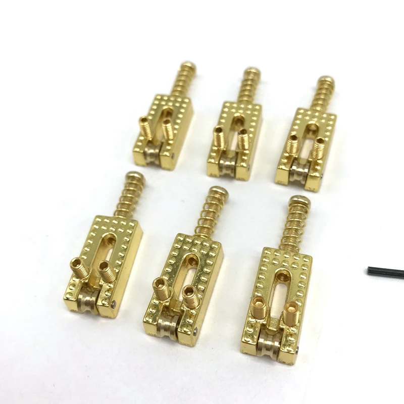 6 uds guitarra eléctrica ST Roller Bridge trémolo monturas con llave para Stratocaster Telecaster Gold