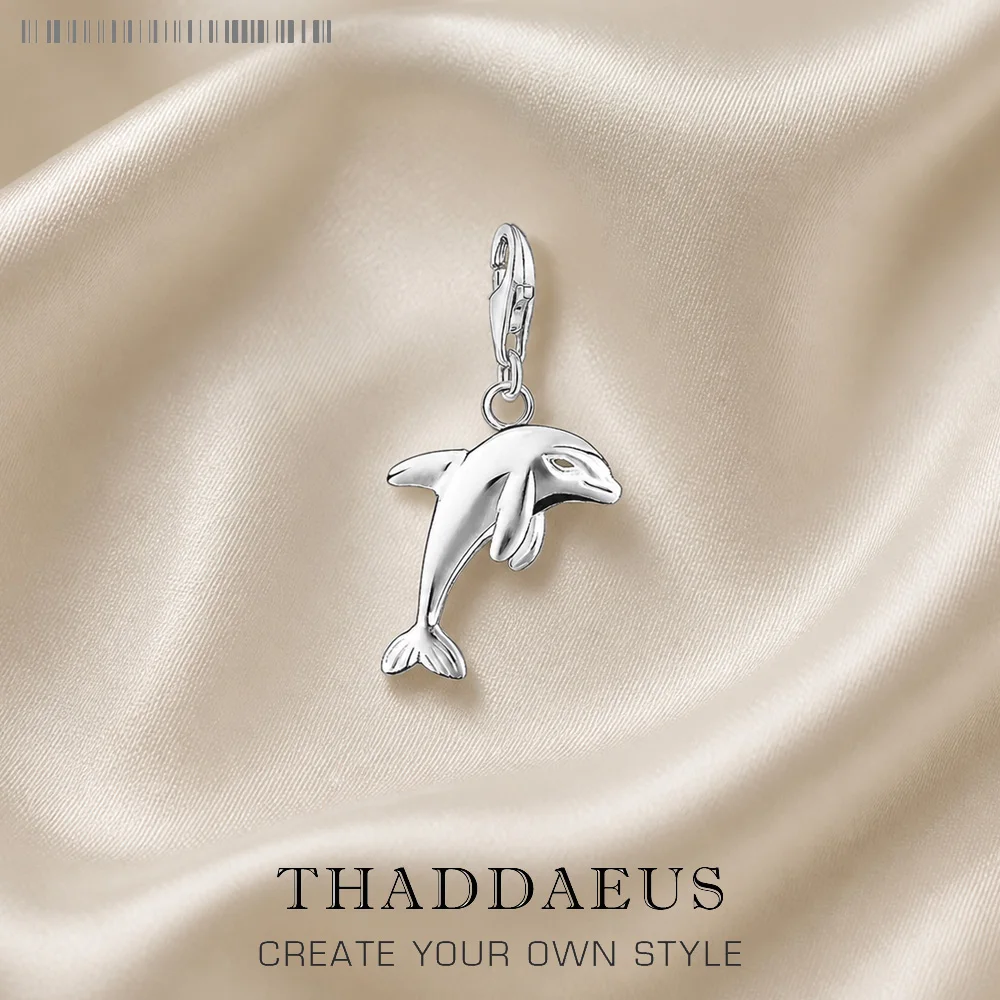 Dangle Charms Dolphin Pendant European Handmade Jewelry For Ladies & Men Brand New Pure 925 Sterling Silver Cute Gift