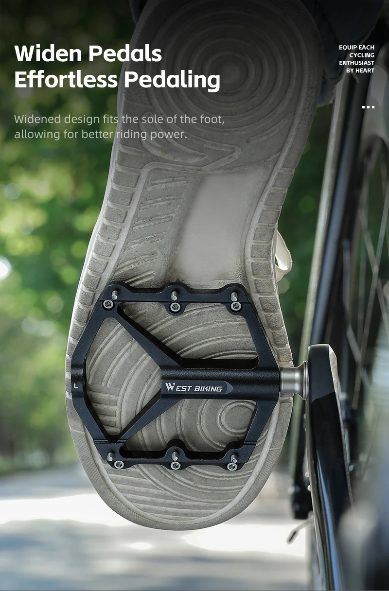 WEST BIKING Ultraleichtes Fahrradpedal 3 Lager Aluminiumlegierung Breites Fahrradpedal Rutschfestes MTB Rennrad-Pedal Fahrradzubehör – Detail 7