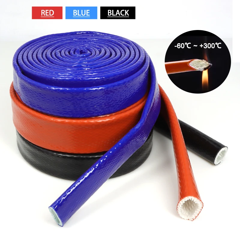 Inner Diameter 4mm~35mm Fireproof Silicone Fiberglass Sleeves High Temperature Fire Retardant Casing Tube Cable Protector