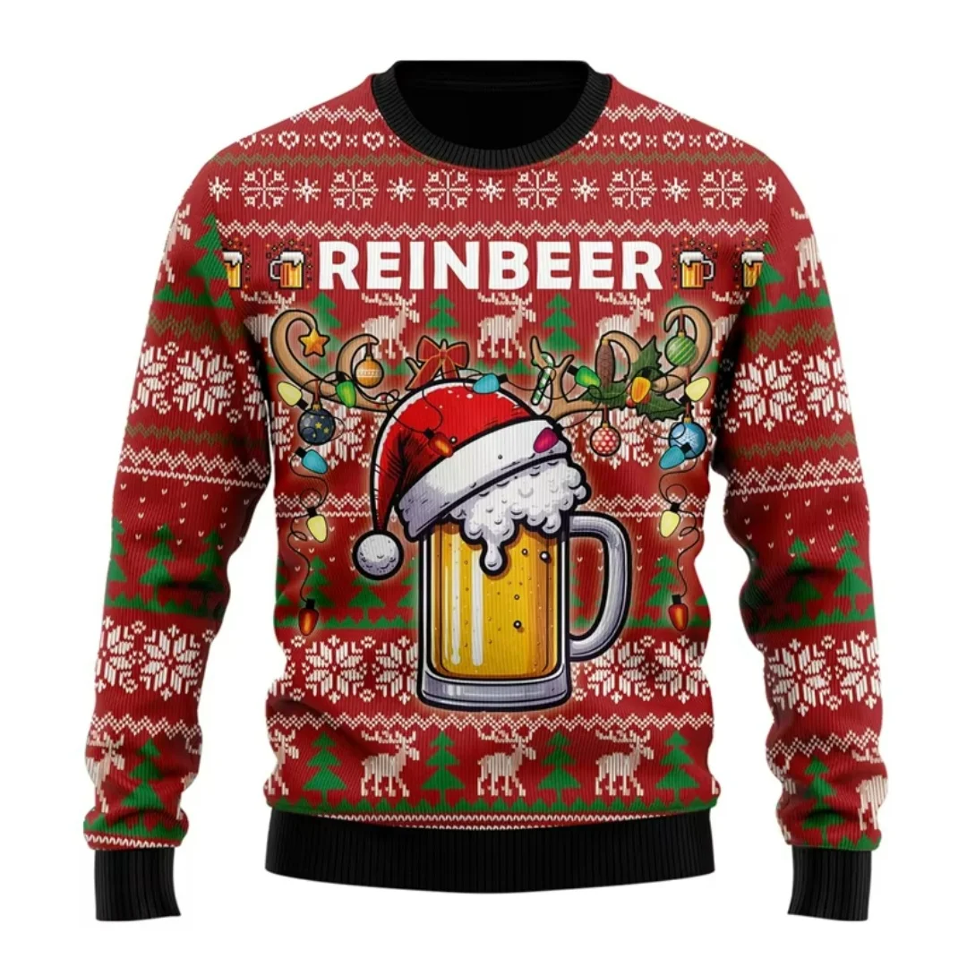 Christmas Santa Claus beer graphic hoodie Autumn Winter Fashion Sweatshirts Y2K Children's Hoodies Men's And Women's Sweatshirts
