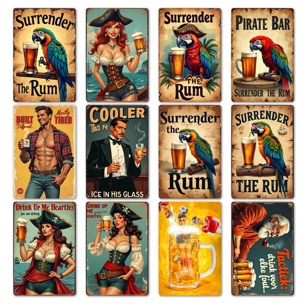 

Funny Vintage Beer Plaque Pub Tin Sign Bar Club Poster Home Office Kitchen Living Room Party Decoration