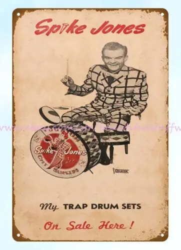 Spike Jo Drumset metal tin sign reproduction outdoor metal wall art