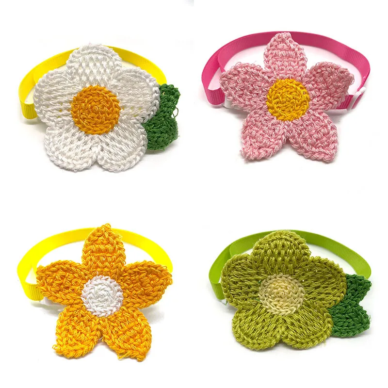 50pcs Sun Flower Style dog Bow ties Pet Dog Adjustable Puppy Dog Collar Bow Tie for Small Medium Dog Bowties