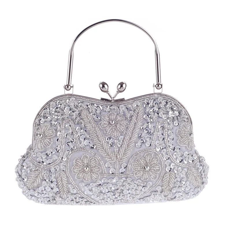 Women Clutch Bags Ladies Beads Evening Bags Wedding Party Bridal Embroidered Handbag Women Solid Retro Small Totes Mini Wallets view 6