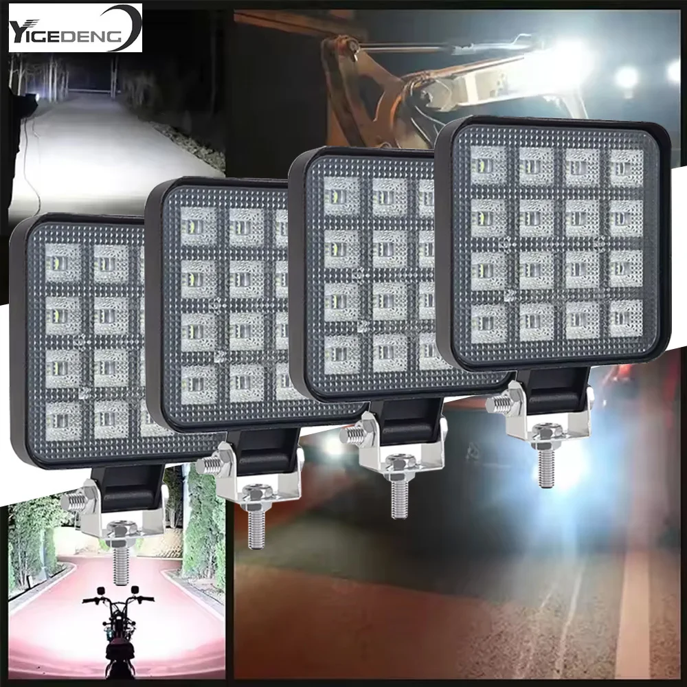 

YIGEDENG 10 шт. рабочие фары для грузовиков квадратные светодиодные рабочие фары для тракторов IP65 водонепроницаемый яркий прожектор модификация освещения