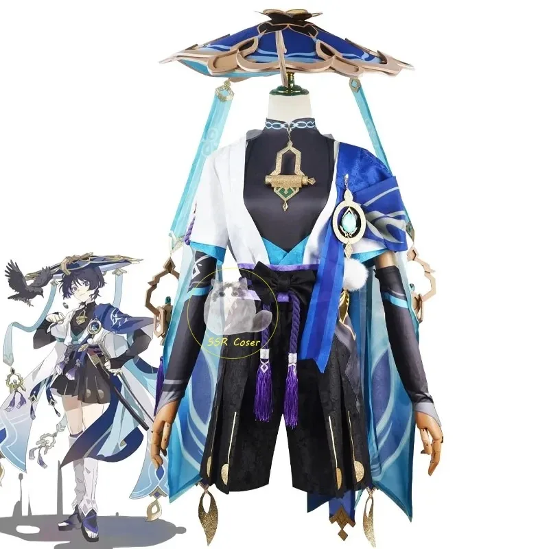 

dd54Anime Game Scaramouche Kunikuzushi Genshin Impact Cosplay Costume Uniform Wanderer Wig Halloween Party Cos