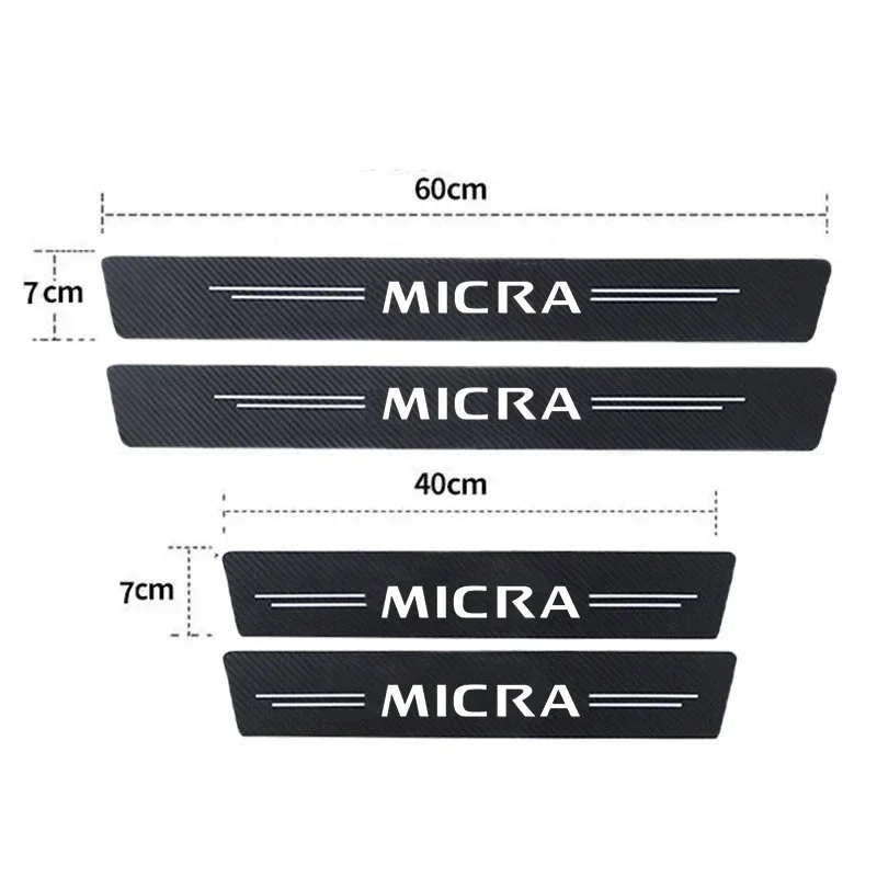 Carbon Fiber Car Door Sill Threshold Anti Protective Stickers Decals for Nissan Micra Auto Rear Trunk Bumper Anti Scratch Strips