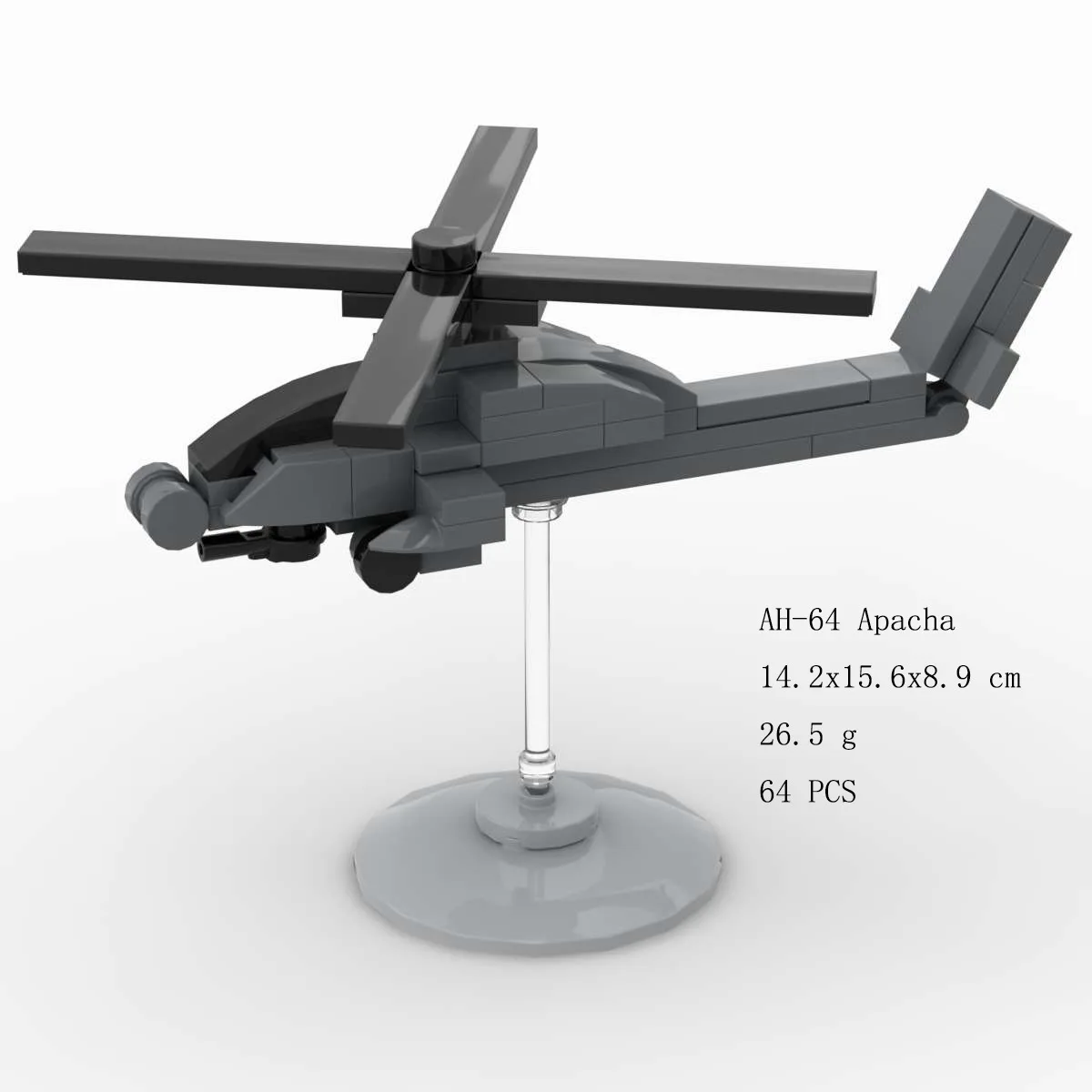 

MOC Building Blocks Black Hawk Apache Helicopter Military Combat Aircraft Assembly Toy for Children 64pcs Bricks