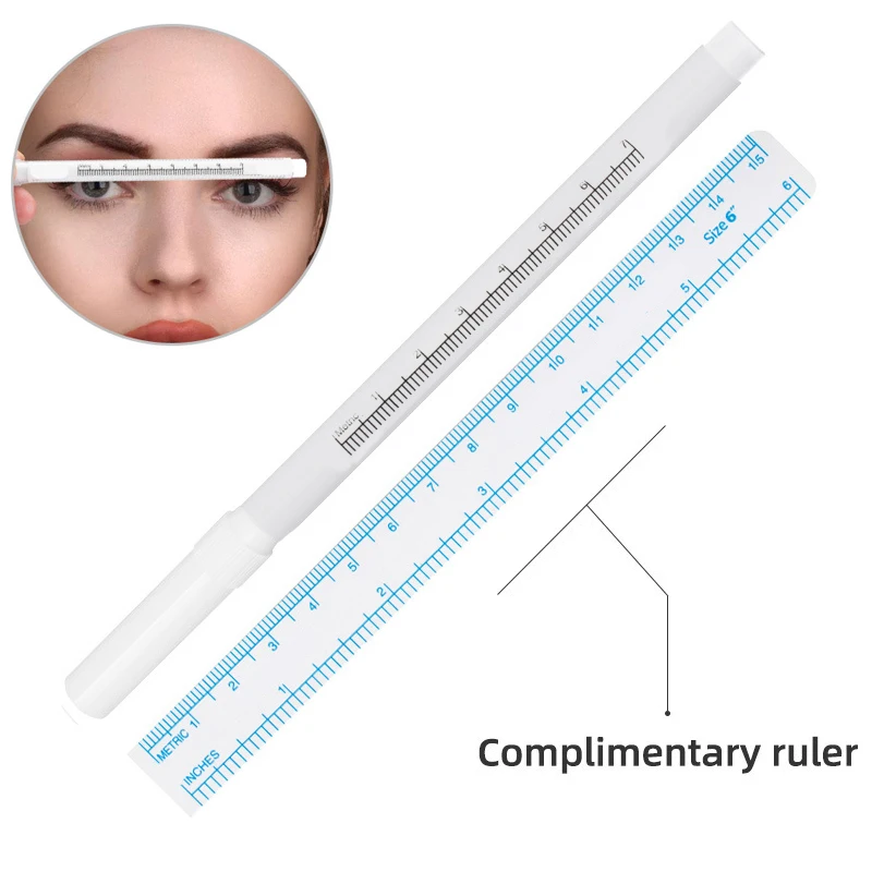 Tattoo Marker Pen with Ruler for Microblading Permanent Makeup Tattoo Body Art White Surgical Eyebrow Tattoo Skin Marker Pen