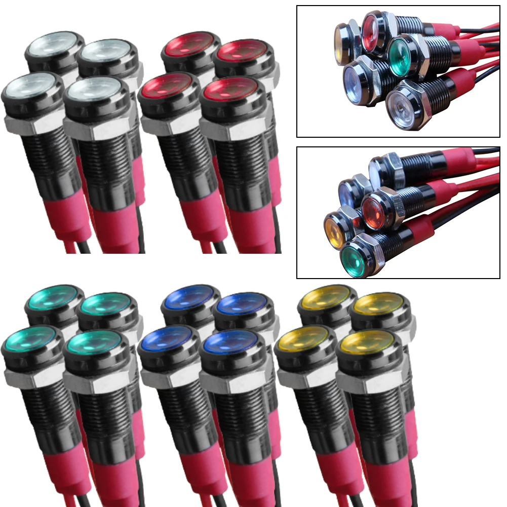 مقاوم للماء مصباح إشارة لوحة معدنية ضوء 4 قطعة 6 مللي متر مؤشر LED ضوء نطاق جهد واسع ألوان مختلفة سهلة التركيب