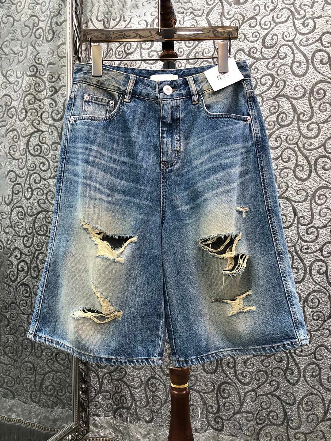 

Milan Small Town Vintage Washed Mud Five-Point Short Jeans Natural Waist Knot Standard Fit Lightweight Summer Shorts