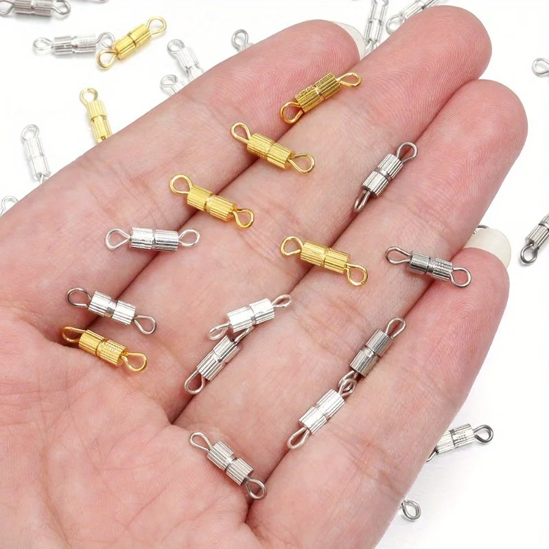 ตัวล็อคสร้อยข้อมือ/สร้อยคอแบบเกลียว 10 ชิ้น ลายทาง ตัวล็อคแบบเกลียวแนวตั้ง อุปกรณ์ทำเครื่องประดับ DIY