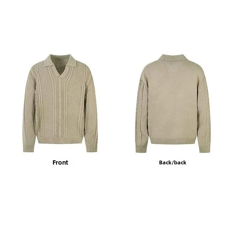 

Fall Winter V-Ne Knitted Sweater Cardigan Men's Color Casual Sle Outerwear Loose Fit Long Sve Thermal Polyester