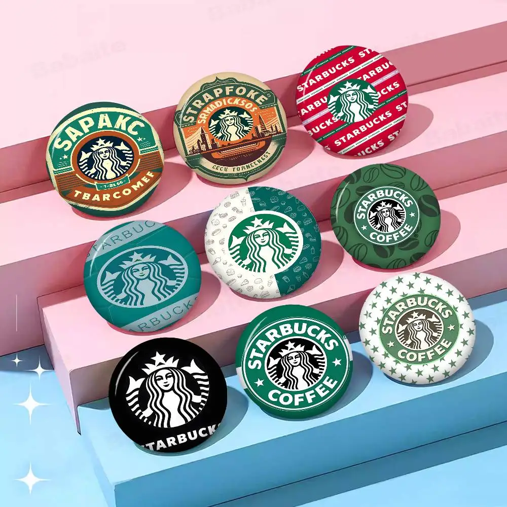 Cool S-Starbucks LOGO Tinplate Pin Button Custom Anime Role Old-school Brooch Cartoon Collar Badge Jewelry Gift Fans