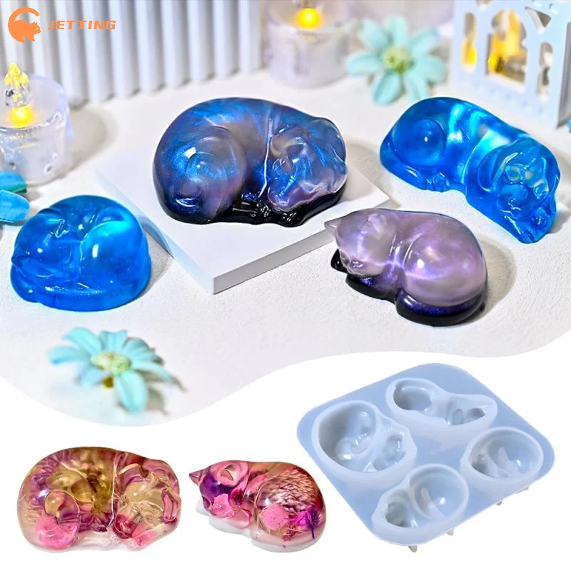 1PCS Sleeping Cat Dog Ornament Silicone Mold DIY Pet Series Candle Aroma Plaster Resin Molds Mousse Cake Decoration Baking Mould