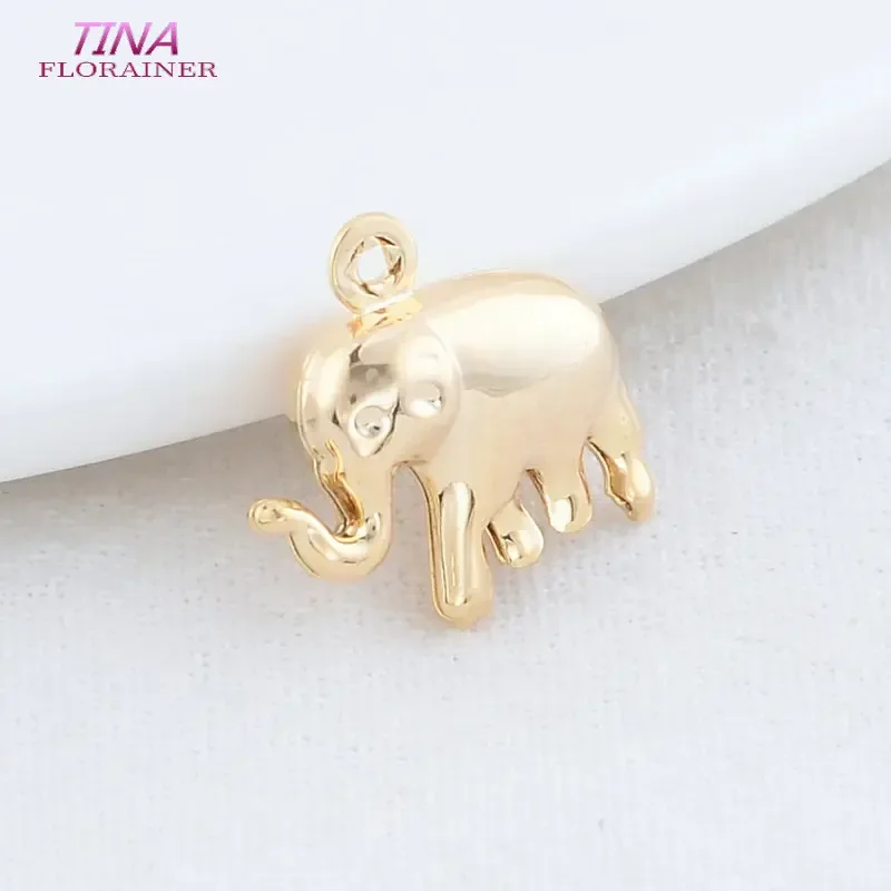 15MM 14K Gold Color Brass Elephant Charms Pendants Jewelry Making Supplies Diy Necklaces Bracelet Findings Accessories