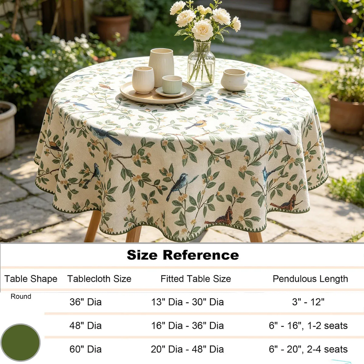 Round Table Cloth Soft Cotton Round Tablecloth Small Size Decorative Round Table Cloth for Indoor Dining Kitchen Living Space