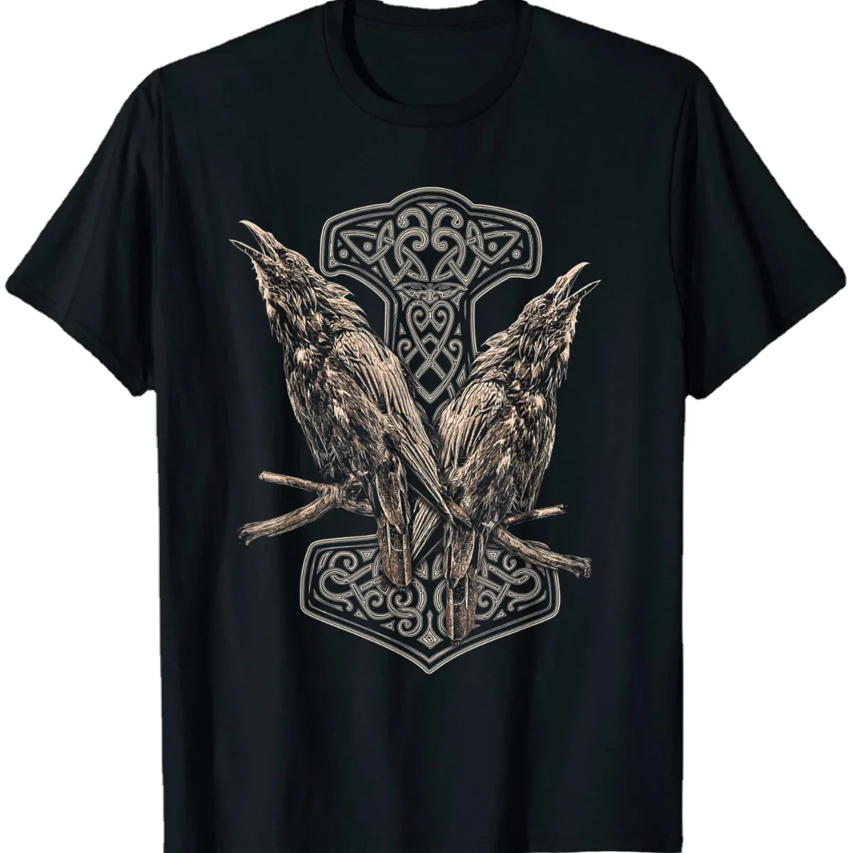 Vikings Odins Raven Huginn and Munnin Norse Mythology T-Shirt Short Sleeve Casual 100% Cotton O-Neck Men Clothing