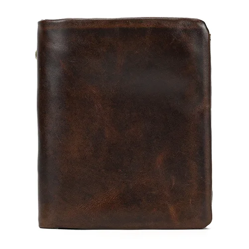 Imagen 2 del producto Cartera corta de cuero genuino, tarjetero plegable, monedero corto de cuero de vaca para hombre, monedero con cremallera de piel de vaca auténtica