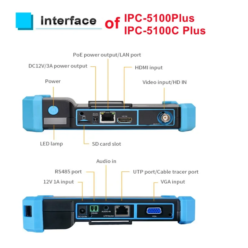 Imagem -06 - Câmera Tester com Tela Sensível ao Toque Cctv Tester Ipc5100c Além Disso 8mp Ahd Cvi Tvi Câmera ip 12mp Hdmi Entrada Vga ip