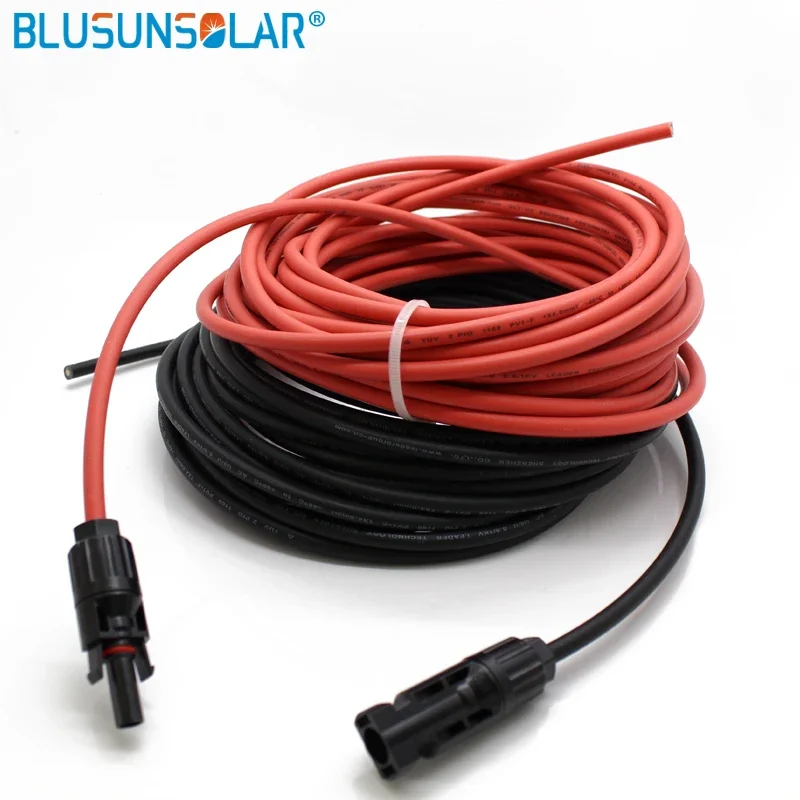 1-10m Solar Cable PV Wire Extension Red And Blac Cable Assembly Wire 6/4/2.5 mm2 10/12/14 AWG With Waterproof Connector