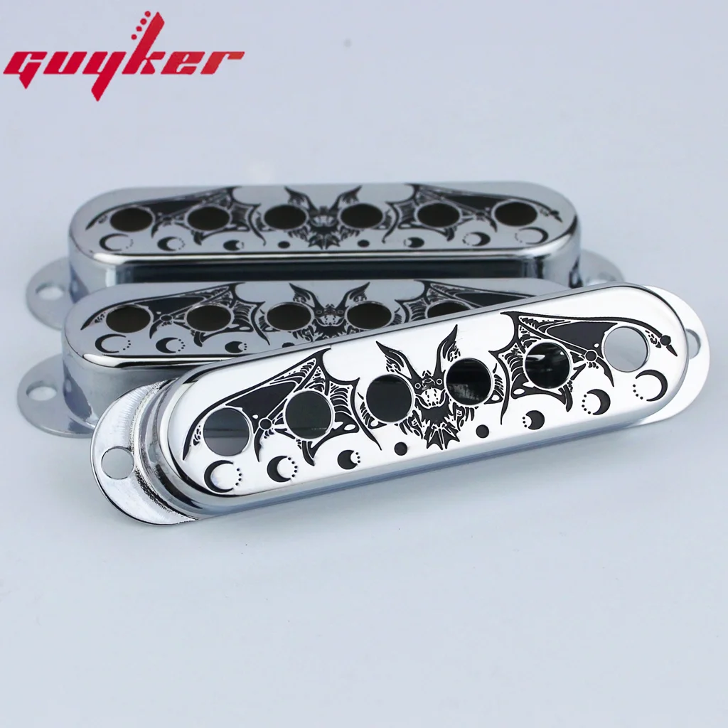 3pcs Single Coil Guitar Pickup Copper Cover 52mm Pole Spacing Bat Pattern Surface Available In Three Colors