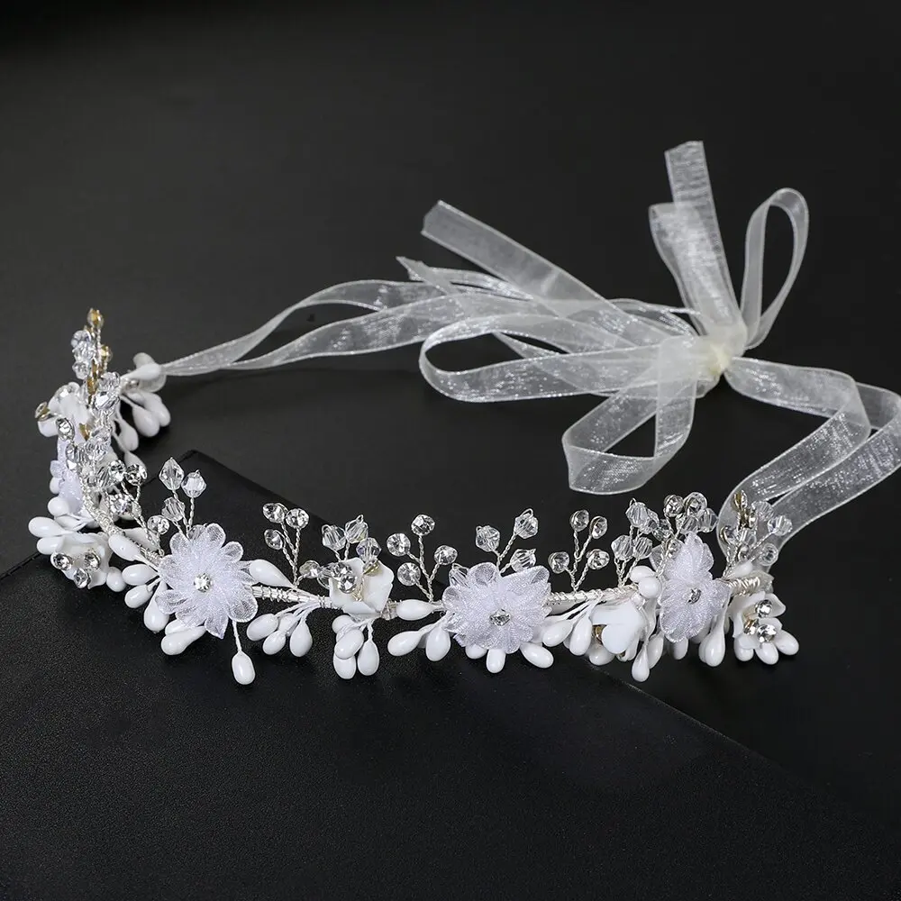 

SLBRIDAL Handmade Ins Style Crystal Rhinestones Pearls Bridal Headband Wedding Headdress Hair Accessories Women Gilrs Jewelry