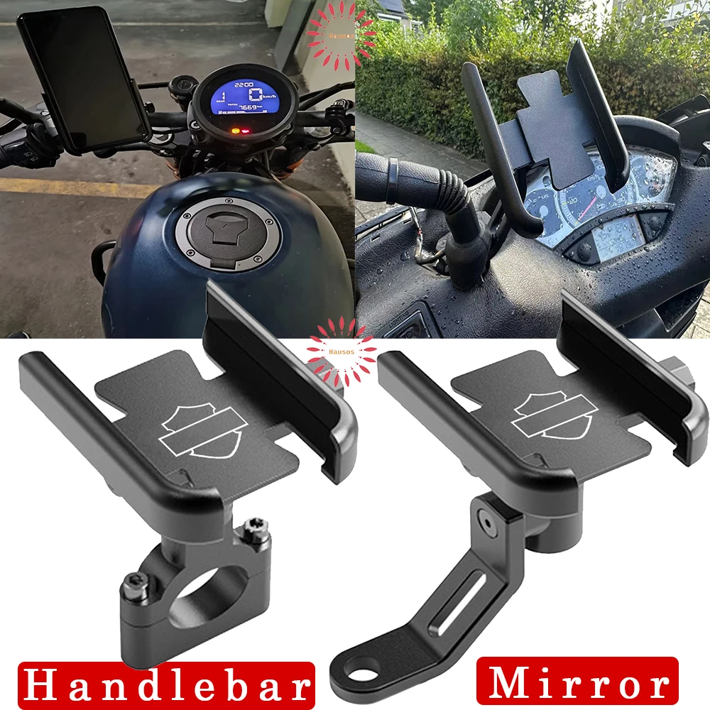 For Harley Davidson PAN1250 X350 500 Fat Boy Universal Mirror Handlebar Mobile Phone Holder GPS Stand Bracket Accessories 2024