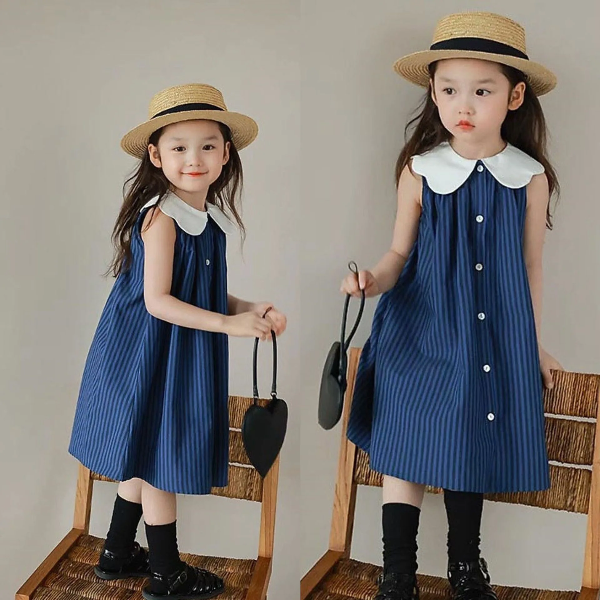 

Congme 2-8 Yrs Girls Clothing Kid Summer Fashion Doll Collar Dress Sleeveless Skirt Kids Outfits Cute Princess Dress