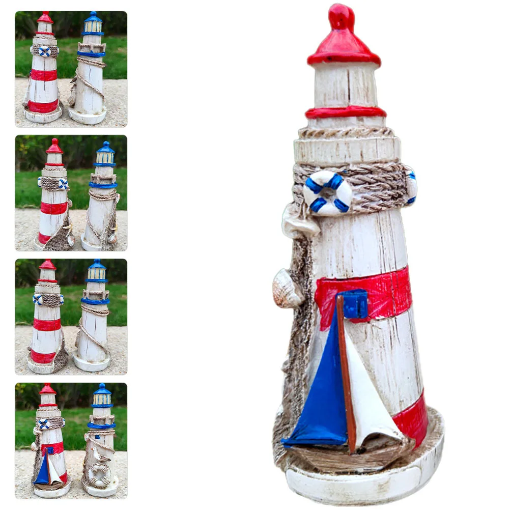 

Lighthouse Ornament Decorative Nautical Resin Creative Aquarium Fish Tank Desktop Beach Theme Home Decor Mediterranean Style