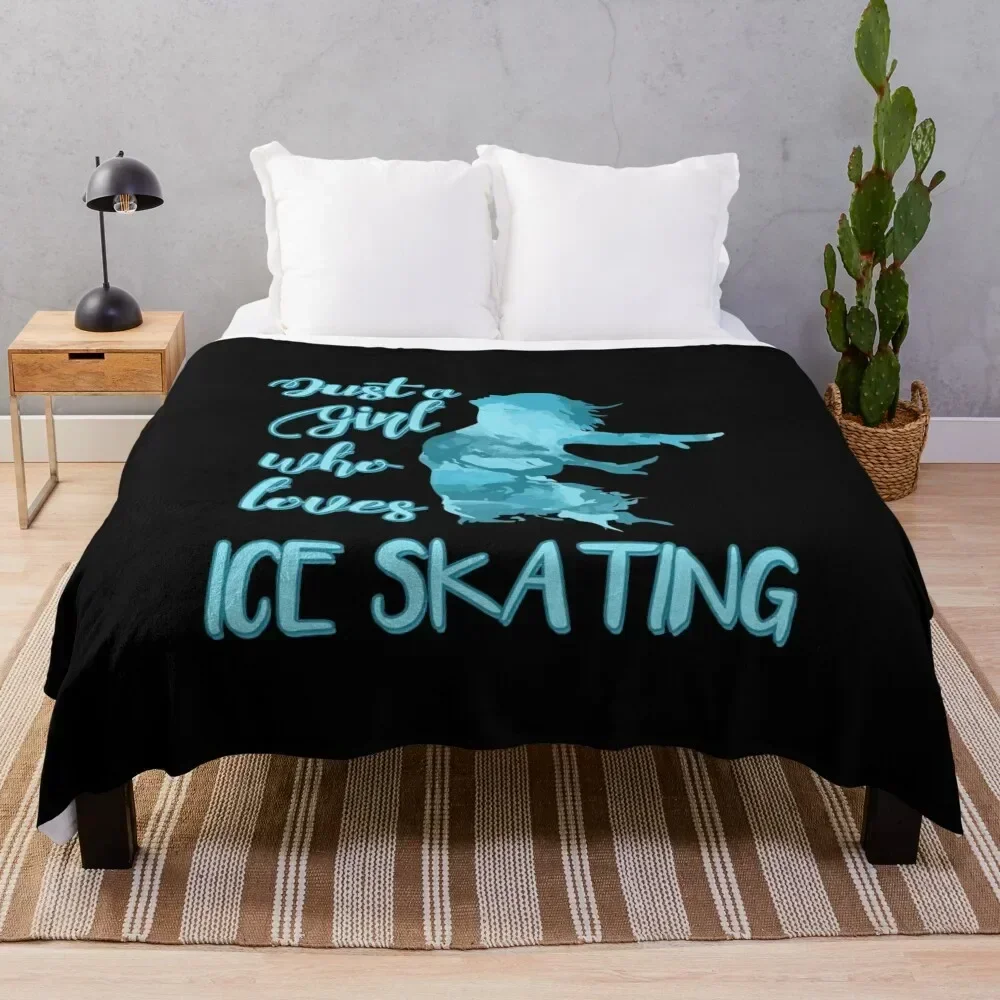 

Just a Girl who Loves Ice Skating Figure Skater Throw Blanket Fuzzy Plush Throw Blanket for Sofa Chair