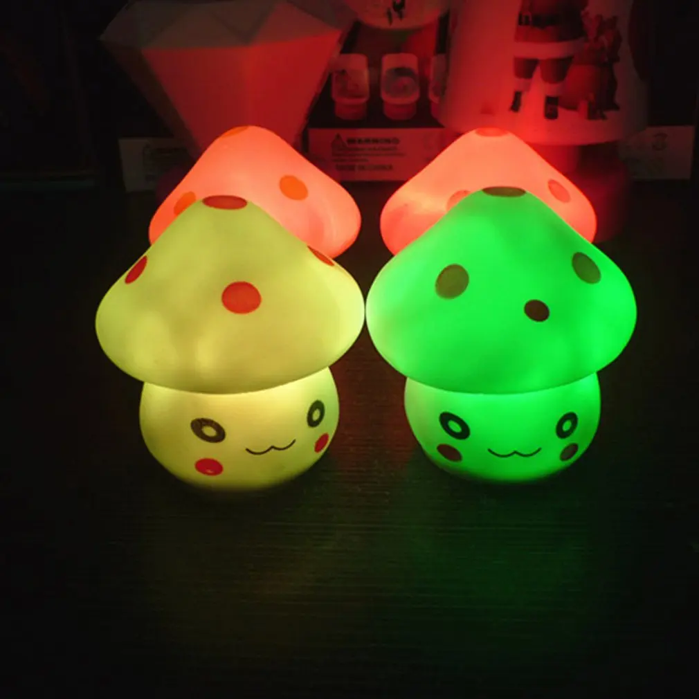 New LED Bright Novelty Lamp 7-Color Changing Mini Lamp Night Light Romantic Mushroom Shape Exquisite Shell Light Cute Lamp Decor